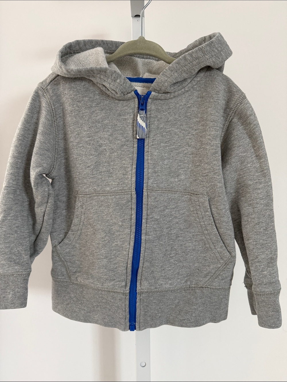 CREWCUTS Gray Hoodie with Bright Blue Zipper XXS (2-3)